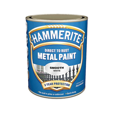 Hammerite Rust Metal Paint, White, Smooth Finish, Solvent Based, 8 Year Warranty, 750ml product image