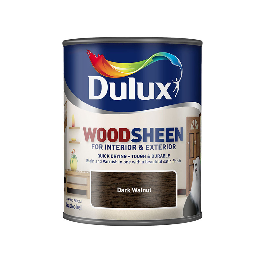 Photograph of Dulux Water Based Woodsheen Dark Walnut 750ml