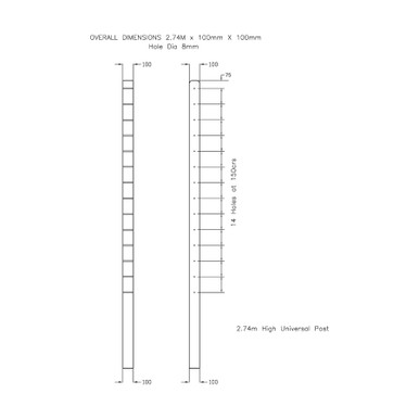 Further photograph of Concrete Post Universal Multi Holed 100mm x 100mm x 2.73m