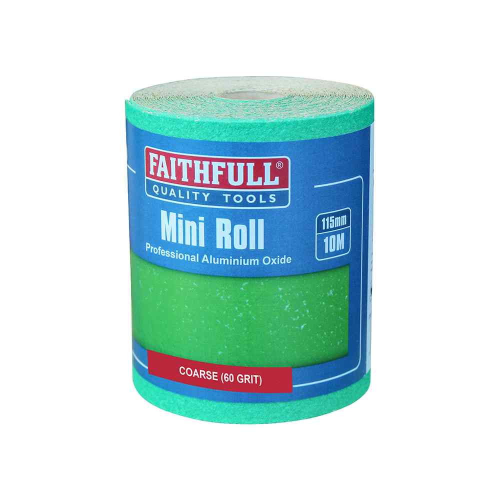 Photograph of Faithfull Aluminium Oxide Paper Roll Green 115mm x 5m 40G