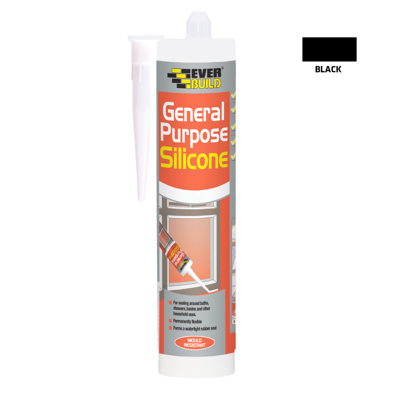 Photograph of Everbuild General Purpose Silicone C3 Black 280ml