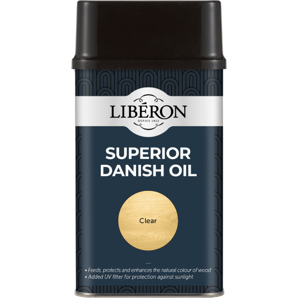 Photograph of Liberon Superior Danish Oil 500ml, Natural, 10-12 sq m/l Coverage Area