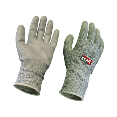 Scan Grey PU Coated Cut 5 Liner Gloves Size L
