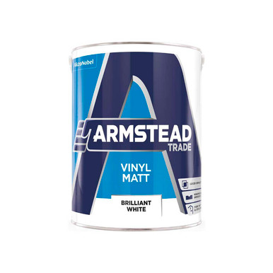 Armstead Trade Vinyl Matt Brilliant White 10L, Water Based, BS 6150, 14 sq m/l