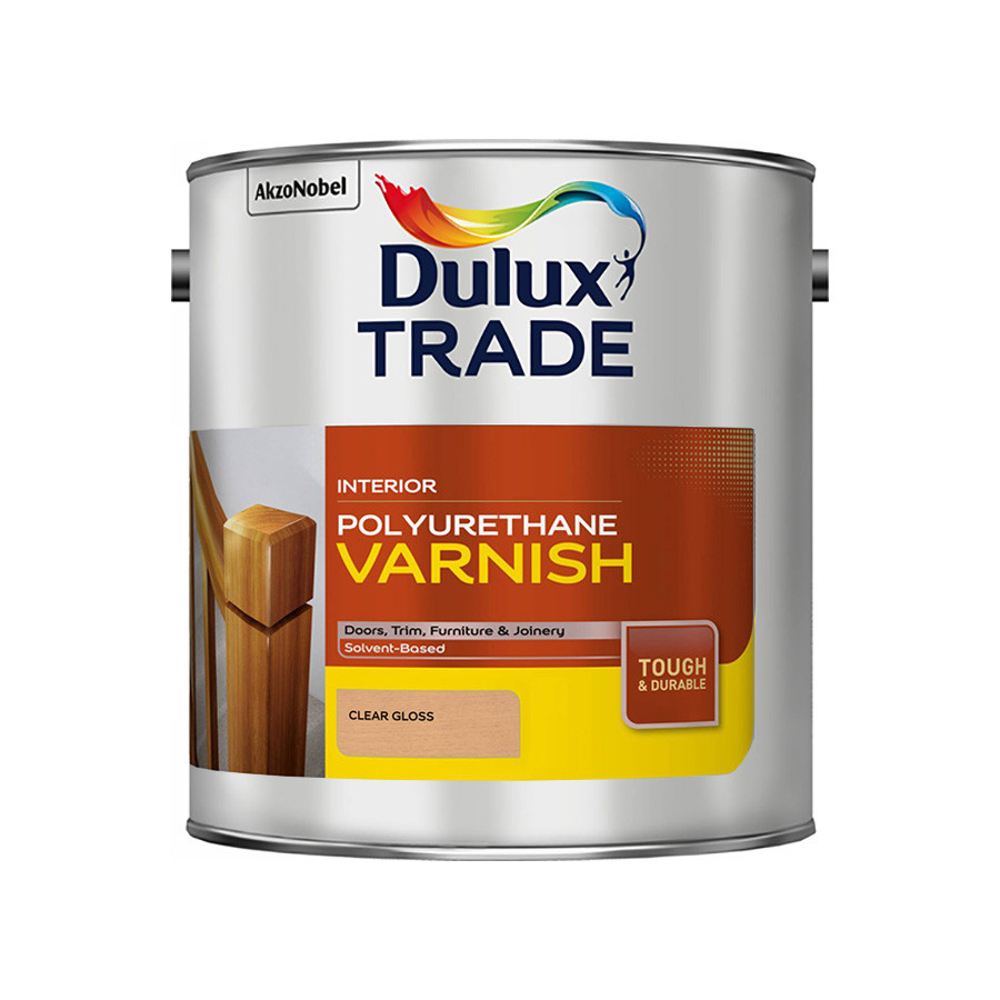 Photograph of Dulux Polyurethane Varnish Gloss 1L, Clear, Solvent Based, 16 sq m/l Coverage Area