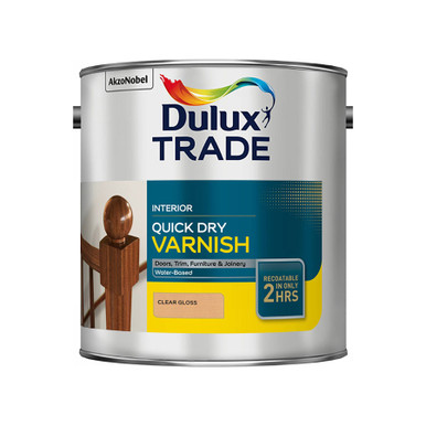 Dulux Quick Dry Varnish Clear Gloss 1L, Water Based, 1.17kg, 20 sq m/l