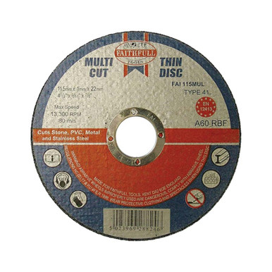 Further photograph of Faithfull Multi Cutting Disc 115 x 1.0 x 22mm (Pack of 10)