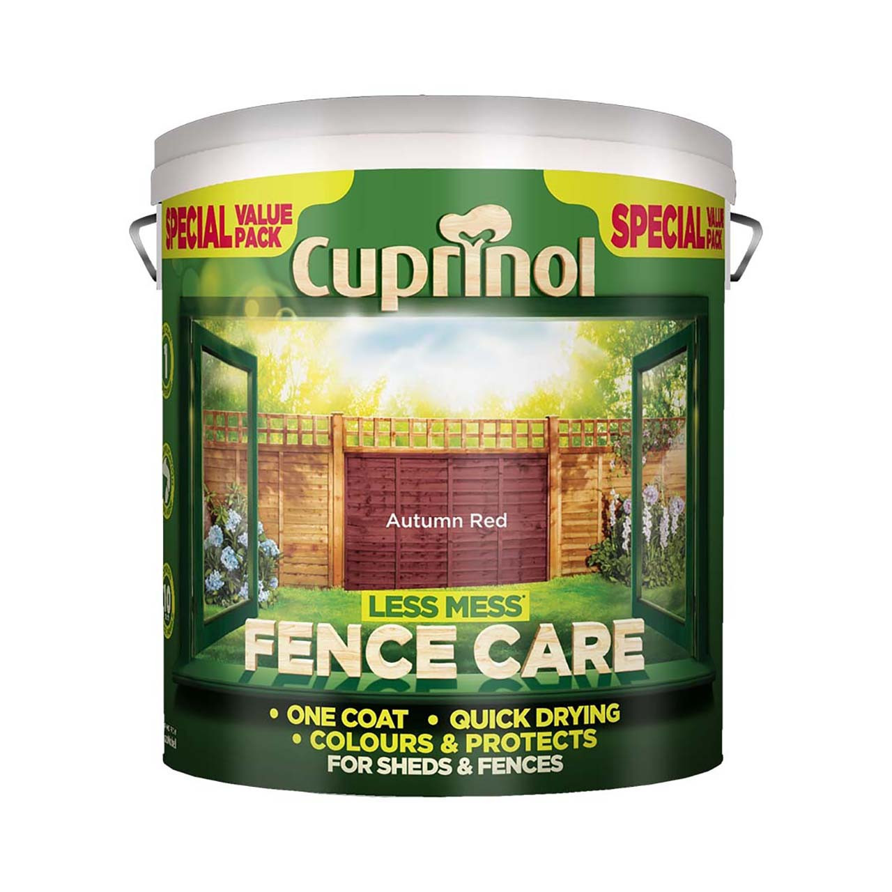 Photograph of Cuprinol CX Less Mess Fence Care Autumn Red 6L