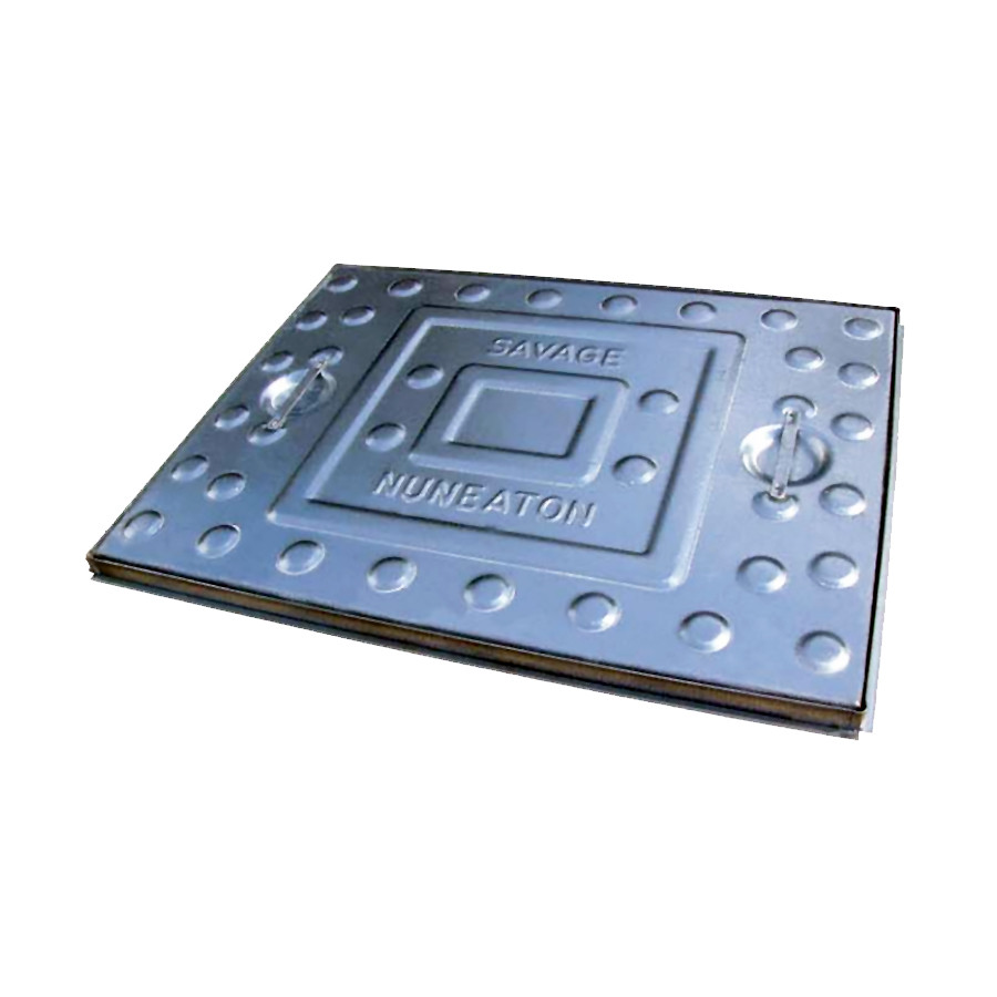 Photograph of Pedestrian Pressed Steel Single Seal Manhole Cover & Frame 600mm x 450mm x 25mm Depth