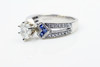 Cushion Cut Engagement Ring Vintage Style GIA Diamond & Sapphires 