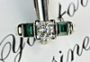 Princess Cut Engagement Ring with Natural Emeralds - GIA 1ct VS2