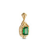 Natural Deep Green Emerald Pave Set Diamond Gold Pendant G00423