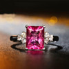 Emerald Cut Pink Topaz & Diamond Ring TT9923