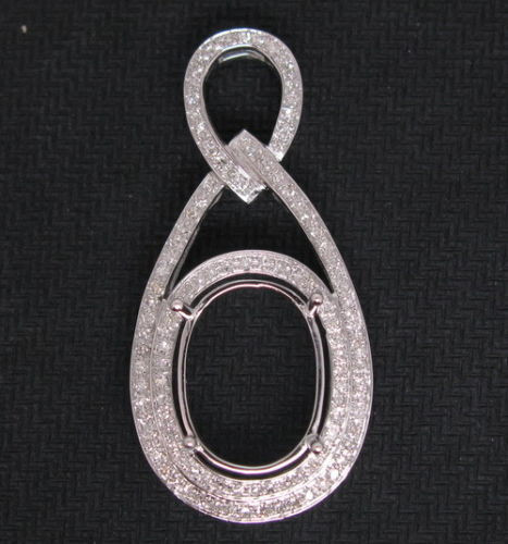 Oval 14K Gold Diamond Semi Mount 
