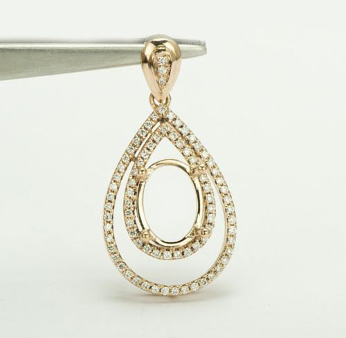 Pear 14K Gold Natural Diamond Semi 