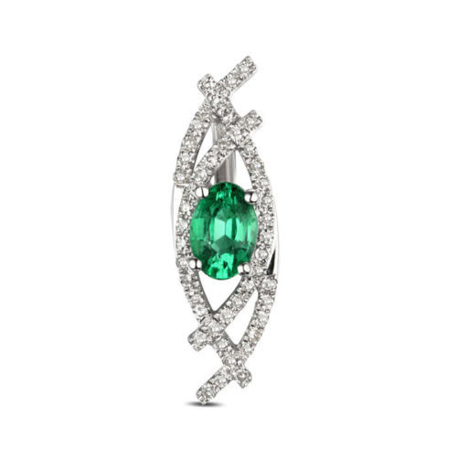 Natural Oval Emerald  Pendant with Diamonds EM9392