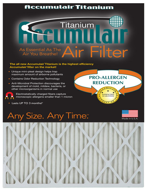 Accumulair Titanium air filter, MERV 13 pleated furnace HVAC filter – front view