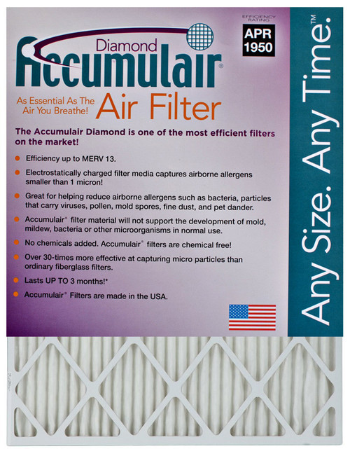 2-inch Accumulair Diamond high efficiency MERV 13 furnace filter front view