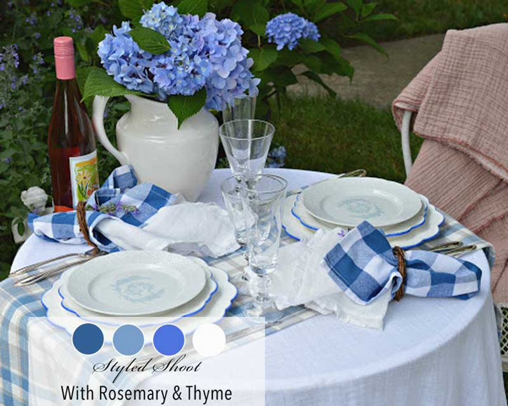 Dining Alfresco: Blue & White Table for Two - Styled Shoot with Rosemary & Thyme