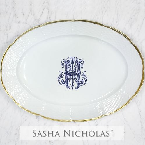 Davis-hartman Weave 24k Gold Oval Platter, Davis-Hartman Weave 24K Gold Oval Platter, Sasha Nicholas