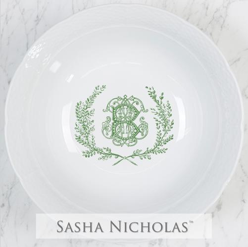 Clark-bishop Weave Large Serving Bowl With Couture Wreath, Clark-Bishop Weave Large Serving Bowl with Couture Wreath, Sasha Nicholas