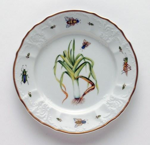 Antique Vegetables Leek Salad Plate, ANNDVC-77, Sasha Nicholas