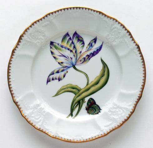 Old Master Tulips Yellow, Green, Purple & Blue Tulip Salad Plate, ANNDVC-1302, Sasha Nicholas