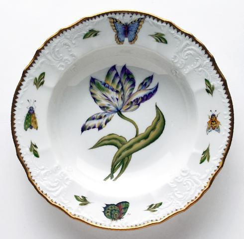 Old Master Tulips Yellow, Green, Purple, & Blue Tulip Rim Soup Plate, ANNDVC-1303, Sasha Nicholas