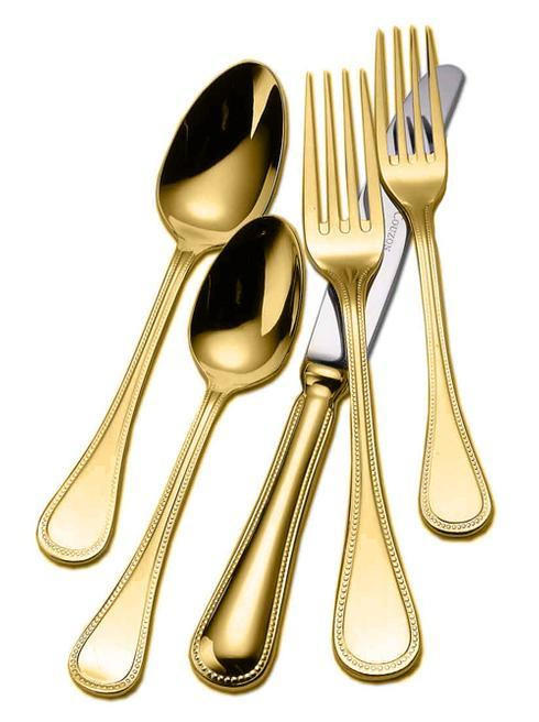 Gold Plated Flatware Le Perle Five Piece Place Setting, COUDVC-461401G, Sasha Nicholas