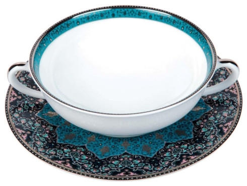 Dhara Peacock Cream Soup Saucer, DESBIA-SBBC-RI3189, Sasha Nicholas