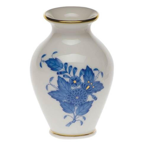 Chinese Bouquet Blue Bud Vase 2.5" H