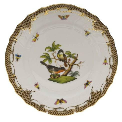 Rothschild Bird Brown Border Dinner Plate - Motif 02