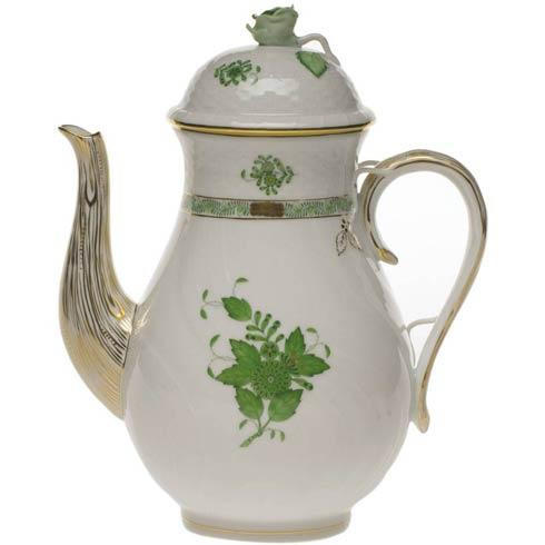 Chinese Bouquet Green Coffee Pot W/Rose