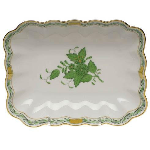 Chinese Bouquet Green Oblong Dish