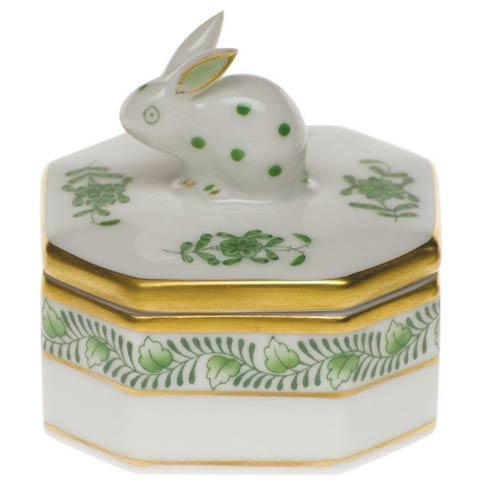 Chinese Bouquet Green Petite Octagonal Box - Bunny