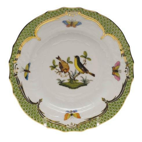 Rothschild Bird Green Border Bread & Butter Plate - Mo 07, HERHRD-RO-EV-01515-0-07, Sasha Nicholas