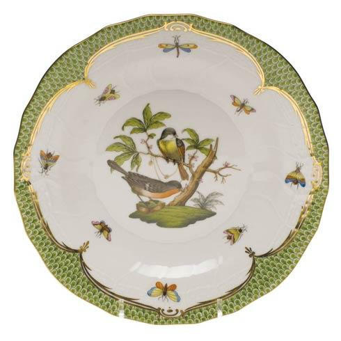 Rothschild Bird Green Border Dessert Plate - Motif 02, HERHRD-RO-EV-01520-0-02, Sasha Nicholas