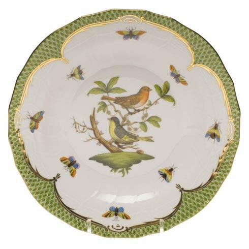 Rothschild Bird Green Border Dessert Plate - Motif 03, HERHRD-RO-EV-01520-0-03, Sasha Nicholas