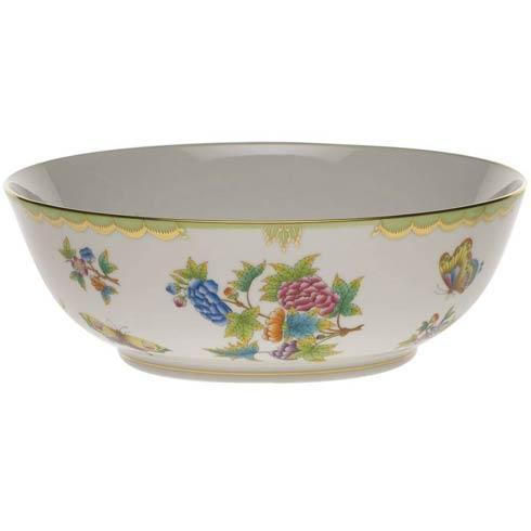 Queen Victoria Green Border Large Bowl