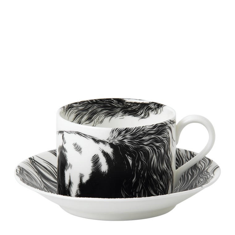 Equus Black And White Tea Cup, ROYDVC-EQUBL00014, Sasha Nicholas