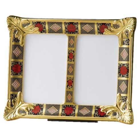 Old Imari Solid Gold Band Gift Boxed Double Picture Frame, ROYDVC-SGBBO61273, Sasha Nicholas