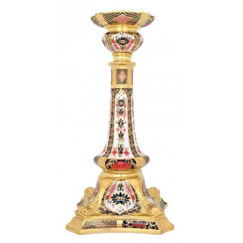 Old Imari Solid Gold Band Gift Boxed Large Candlestick, ROYDVC-SGBBO09937, Sasha Nicholas