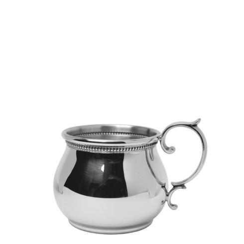Pewter Baby Bulged Baby Cup With Scroll Handle And Beading, SALSAL-SCBS-B, Sasha Nicholas