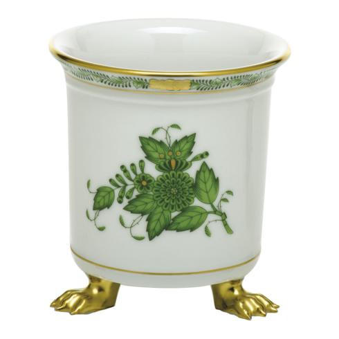 Chinese Bouquet Green Mini Cachepot with Feet - Green