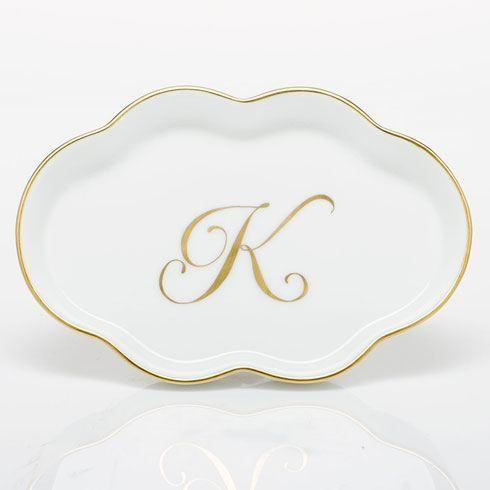 Decorative Dishes Scalloped Tray with Monogram - Multicolor [HERHRD-LINOR607705-0-K]