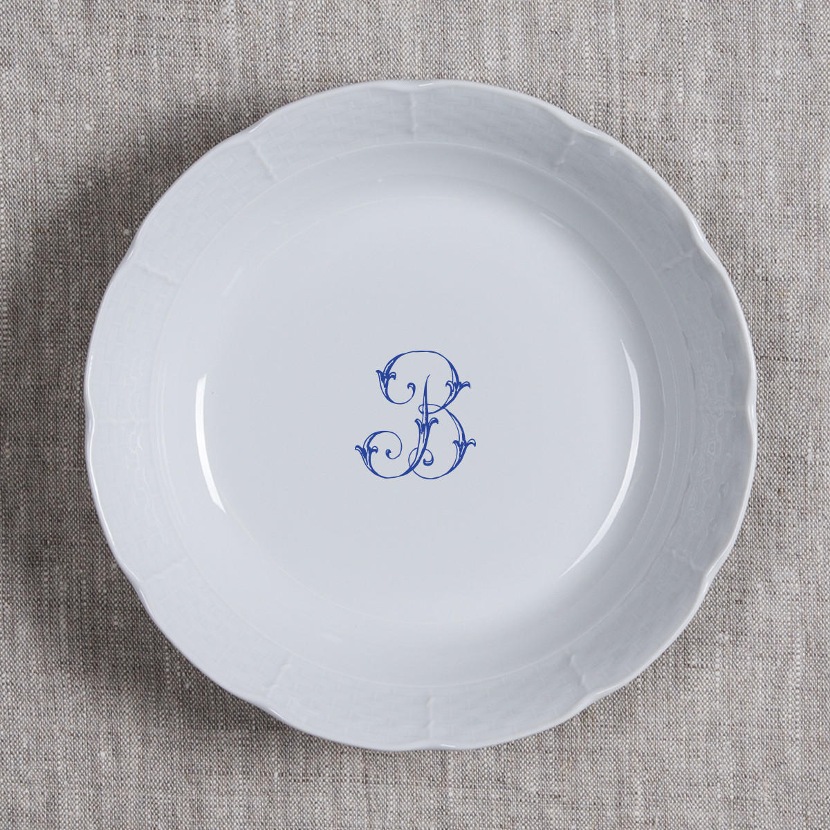 Adams-buehler Wedding Weave Cereal Bowl- Navy Single Letter Script- B, ADAMS-BUEHLER CEREAL, Sasha Nicholas