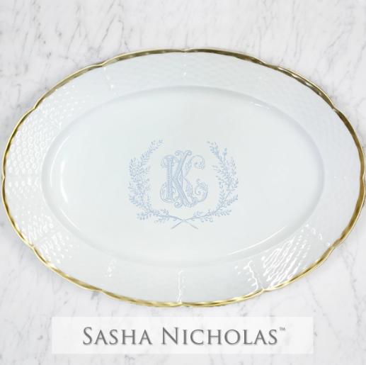 Bergwall-king Weave 24k Gold Oval Platter, Bergwall-King Weave 24K Gold Oval Platter, Sasha Nicholas