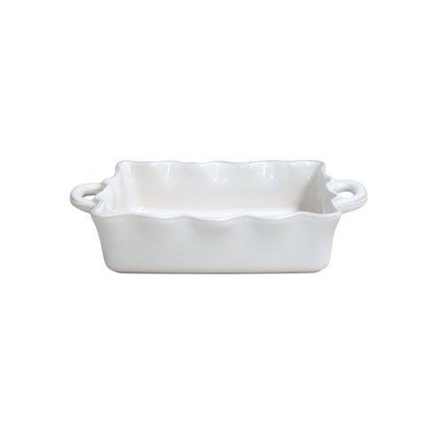 Cook & Host White Med.rect. Ruffled Baker, White, CASCSF-RFF330-WHI, Sasha Nicholas