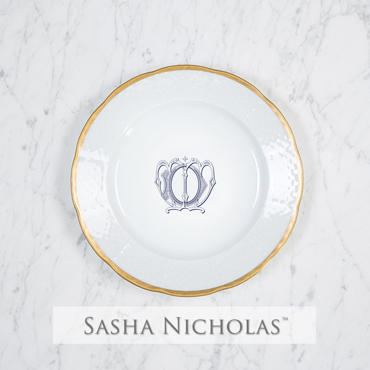 Nall-doyle Weave 24k Gold Salad Plate, Nall-Doyle Weave 24K Gold Salad Plate, Sasha Nicholas