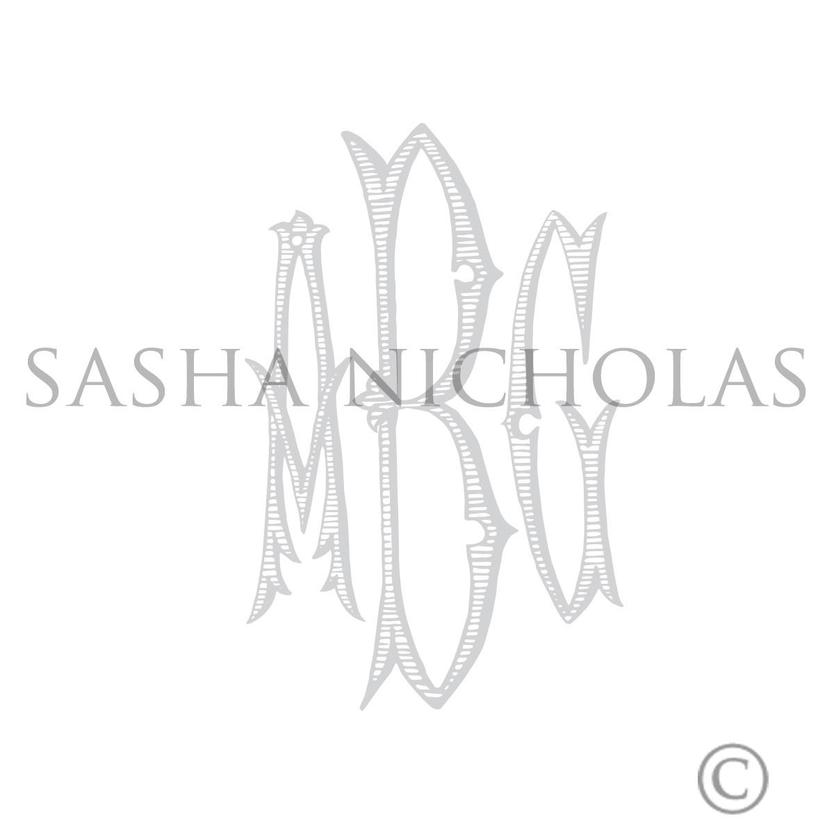 Three Letter Romanesque Monogram, Sasha Nicholas